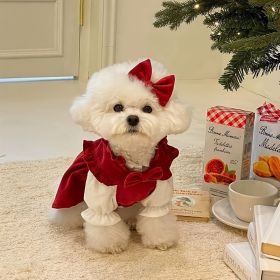 Christmas Pet Dress For Small Medium Dog; New Year Non-elastic Dog Dress ; Winter Pet Apparel (Color: Red, size: s)